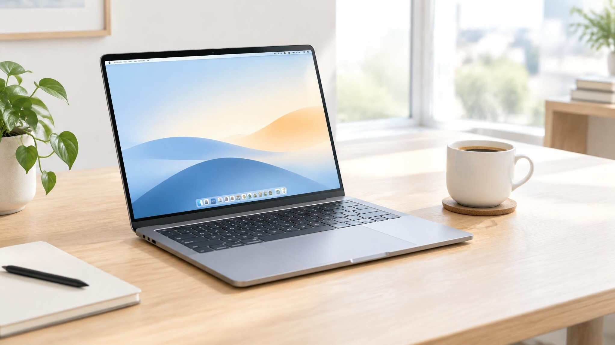 Laptop on a desk displaying a newsletter page