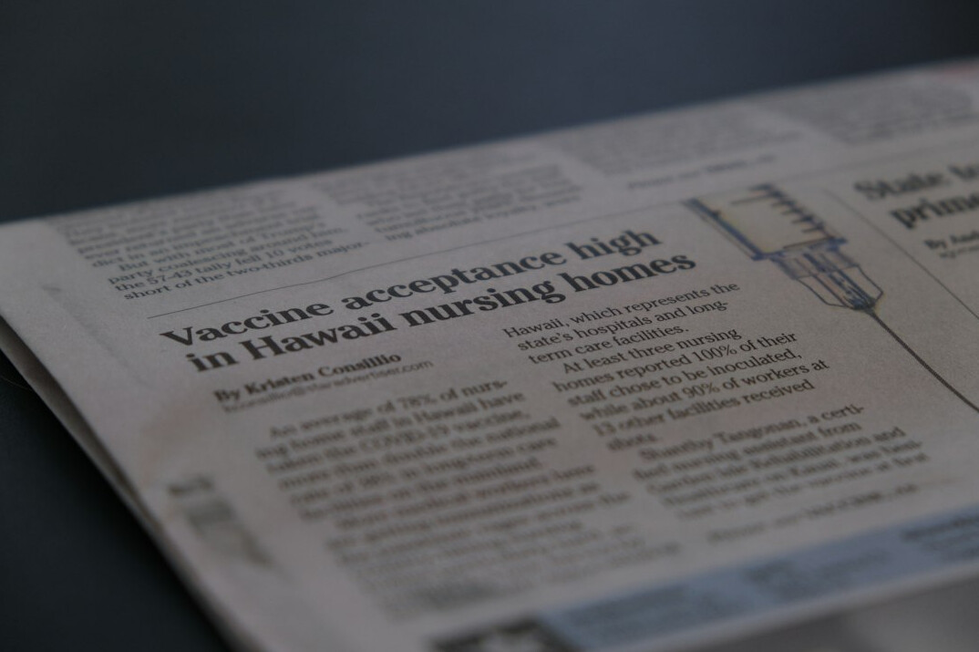 news article on screen